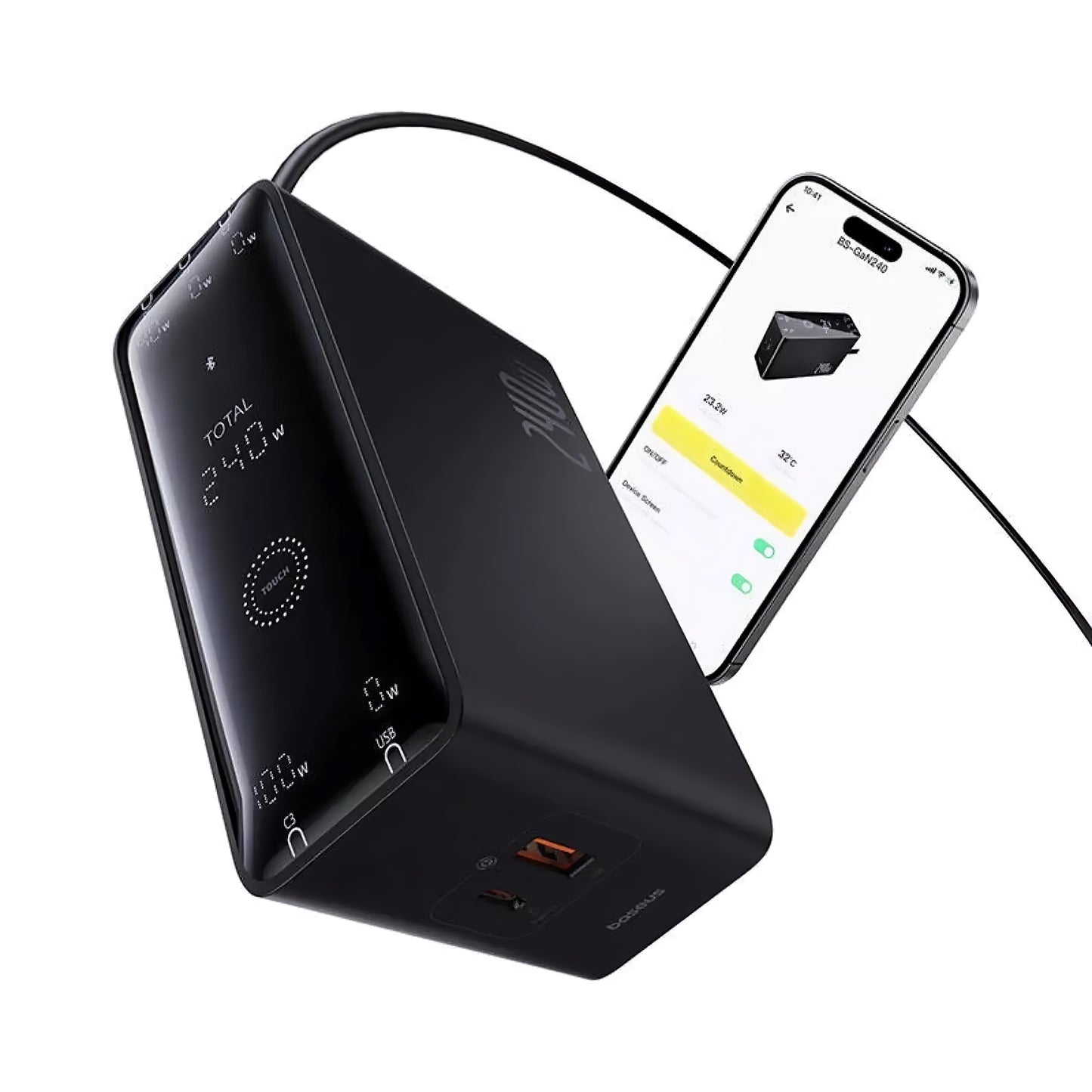 Incarcator Statie Baseus 5in1, 240W, 5A, 1 x USB-A - 3 x USB-C - 1 x DC, Negru P10163901113-00