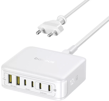 Baseus EnerFill FH21 Station Charger, 120W, 3.25A, 2 x USB-A - 4 x USB-C, White E0120T01