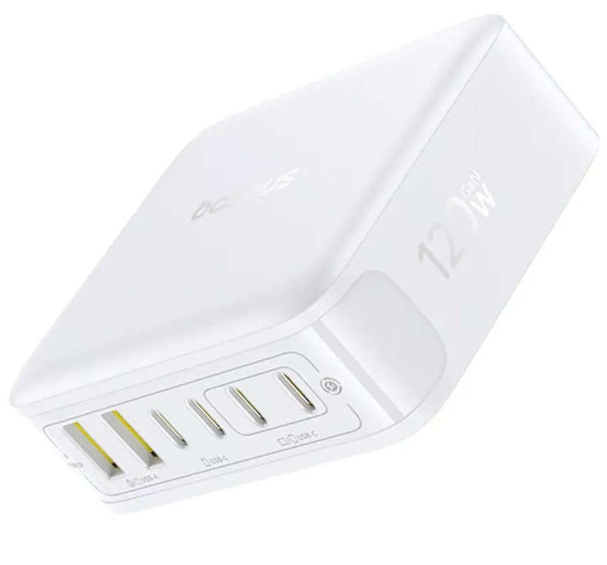 Baseus EnerFill FH21 Station Charger, 120W, 3.25A, 2 x USB-A - 4 x USB-C, White E0120T01