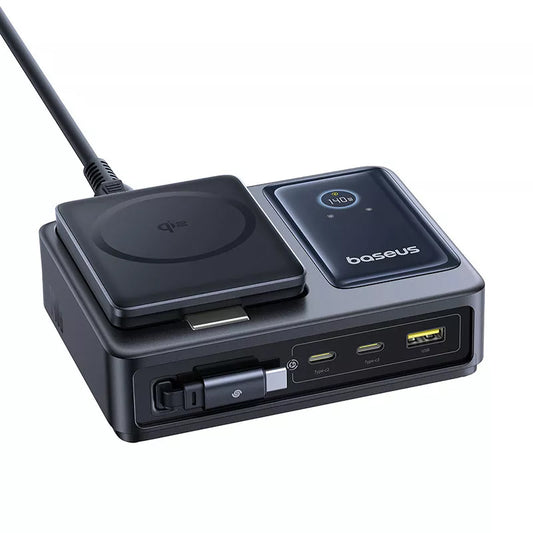 Baseus Nomos QI 5in1 Ladestation, 140W, 5A, 1 x USB-A - 2 x USB-C, Schwarz P10178800123-00