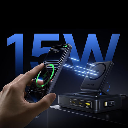 Ladestation Baseus Nomos NH21 QI 5in1, 160W, 5A, 1 x USB-A - 2 x USB-C, Schwarz E0121700