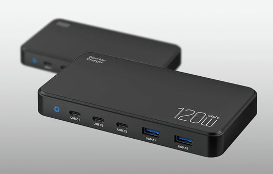 Ladestation BlitzWolf BW-i100, 120W, 5A, 2 x USB-A - 3 x USB-C, Schwarz