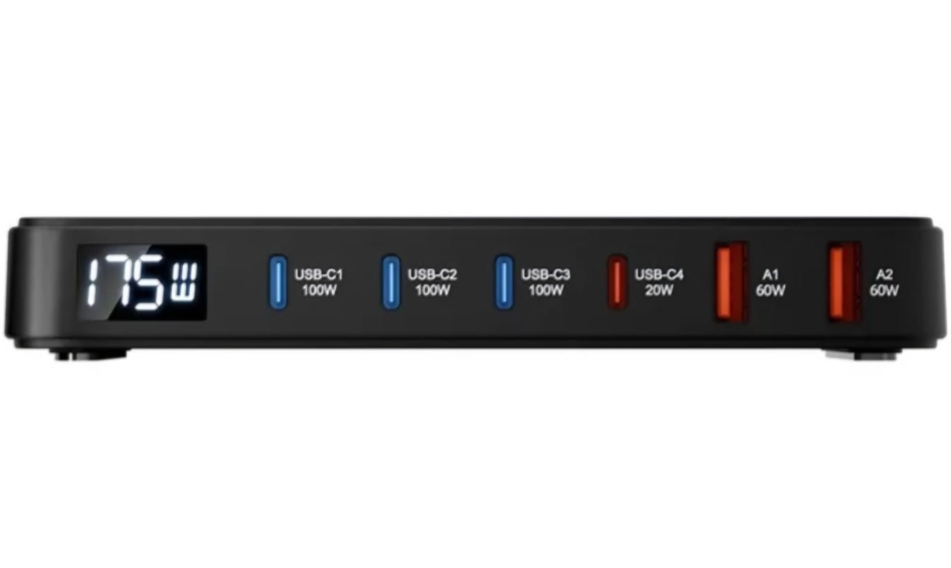 Ladestation BlitzWolf BW-S30, 175W, 5A, 2 x USB-A - 4 x USB-C, Schwarz