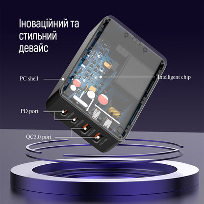 Ladestation ColorWay Display, 65W, 3.25A, 2 x USB-A - 2 x USB-C, Schwarz