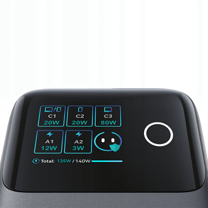 Ladestation mit USB-C Kabel Joyroom Podix JR-TRD01, 140W, 1 x USB-C - 2 x USB-A, Grau