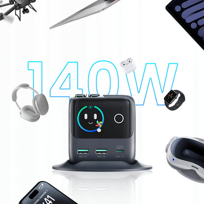 Ladestation mit USB-C Kabel Joyroom Podix JR-TRD01, 140W, 1 x USB-C - 2 x USB-A, Grau