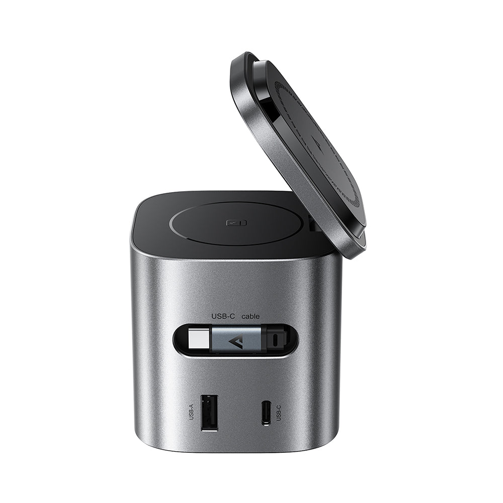 Ladestation mit USB-C Kabel Acefast Z9 QI 6in1, 80W, 1 x USB-C - 1 x USB-A, Schwarz