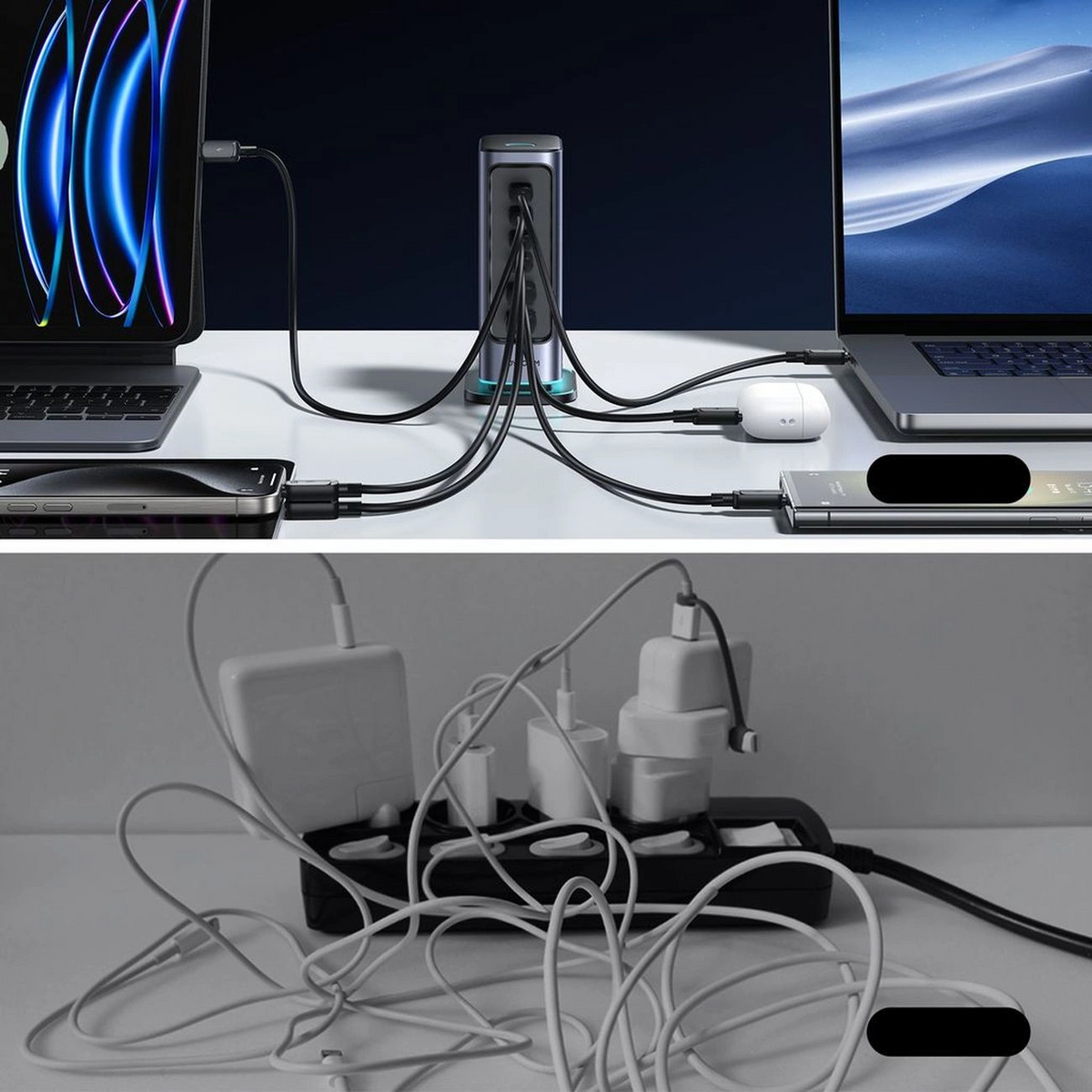 Ladestation Joyroom JR-TCM02 UK, 65W, 3,25A, 2 x USB-A - 4 x USB-C, Grau