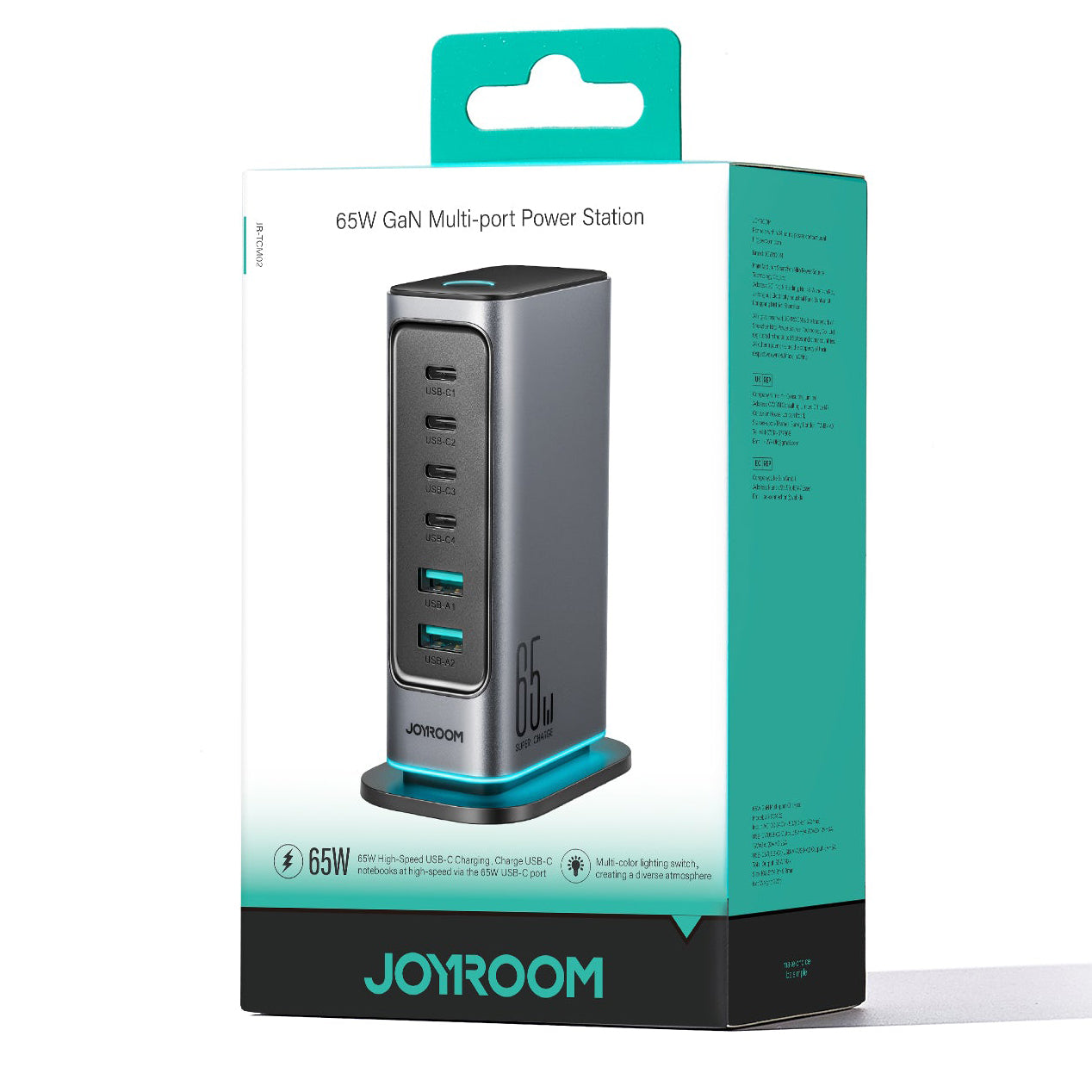 Ladestation Joyroom JR-TCM02, 65W, 3.25A, 2 x USB-A - 4 x USB-C, Grau
