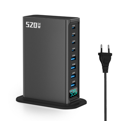 OEM Ladestation Ladegerät, 520W, 5A, 4 x USB-A - 4 x USB-C, Grau