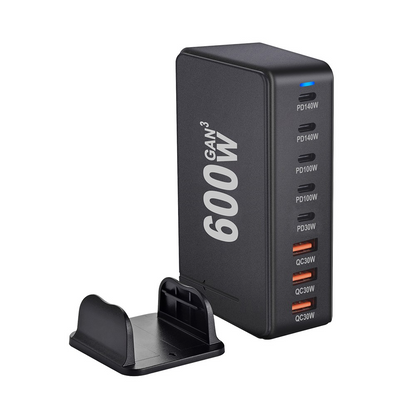 OEM Ladestation Ladegerät, 600W, 4 x USB-A - 4 x USB-C, Schwarz