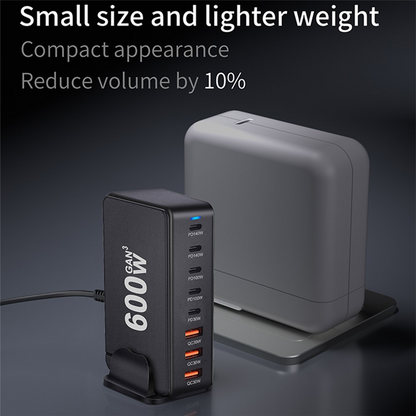 OEM Ladestation Ladegerät, 600W, 4 x USB-A - 4 x USB-C, Weiß