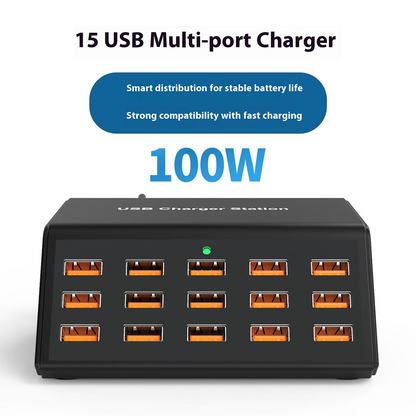 OEM Ladestation HW15, 100W, 2A, 15 x USB-A, Schwarz