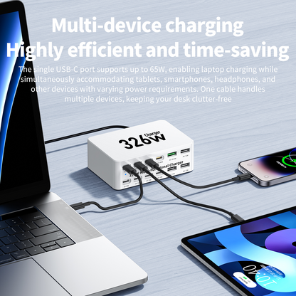 OEM-Ladestation WLX-818E, 326W, 3,25A, 4 x USB-A - 8 x USB-C, Weiß