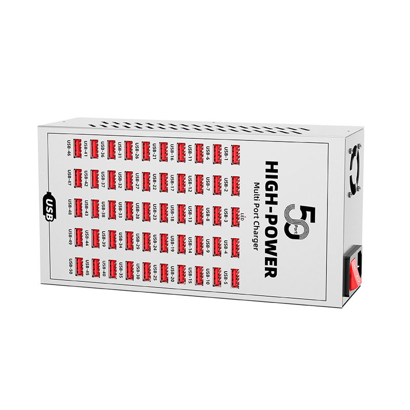 OEM-Ladestation WLX-T2A, 200W, 2,4A, 50 x USB-A, Silber