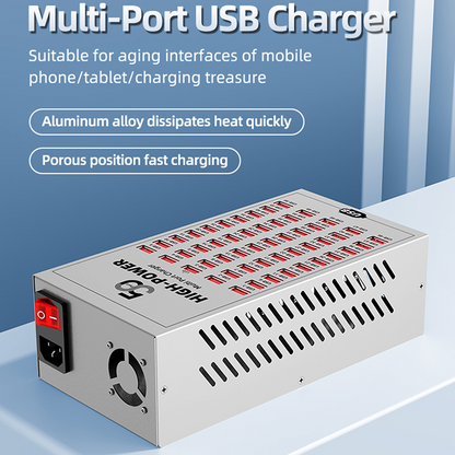 OEM-Ladestation WLX-T2A, 200W, 2,4A, 50 x USB-A, Silber