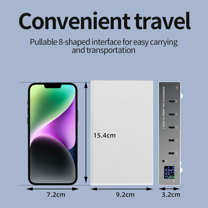 OEM Ladestation WLX-X6P Ladegerät, 140W, 3A, 6 x USB-C, Silber