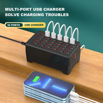 OEM Ladestation WT-268 Ladegerät, 150W, 2,4A, 30 x USB-A, Schwarz