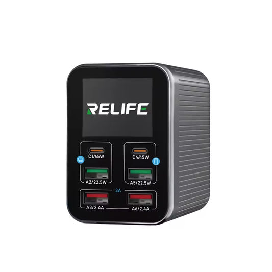 Ladestation Relife Q4, 72W, 5A, 2 x USB-C - 4 x USB-A, Grau