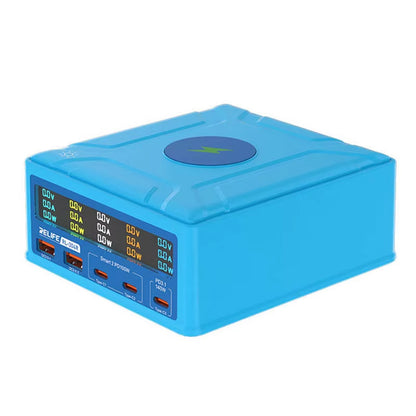 Ladestation Relife RL-304R QI, 260W, 3A, 2 x USB-A - 3 x USB-C, Blau