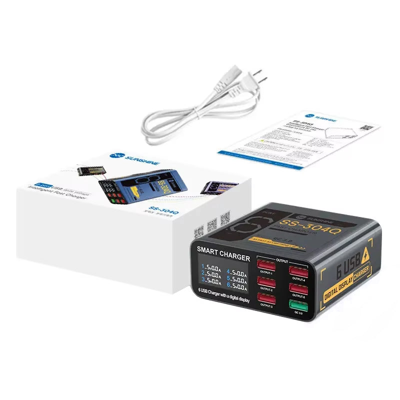 Ladestation Sunshine SS-304Q, 30W, 3.5A, 6 x USB-A, Grau