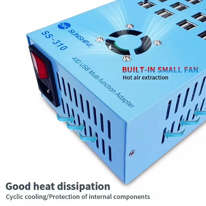 Ladestation Sunshine SS-310, 40 x USB-A, Blau