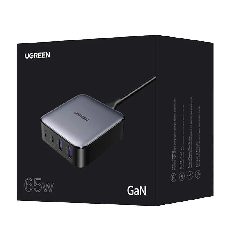 UGREEN CD327 Nexode Ladestation, 65W, 3.25A, 2 x USB-A - 2 x USB-C, Schwarz