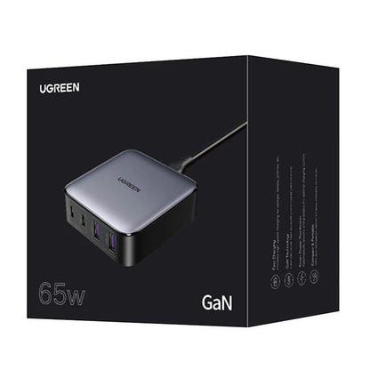 UGREEN CD327 Nexode Ladestation, 65W, 3.25A, 2 x USB-A - 2 x USB-C, Schwarz