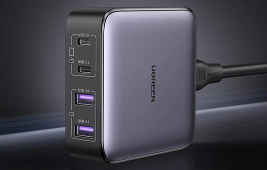 UGREEN CD327 Nexode Ladestation, 65W, 3.25A, 2 x USB-A - 2 x USB-C, Schwarz