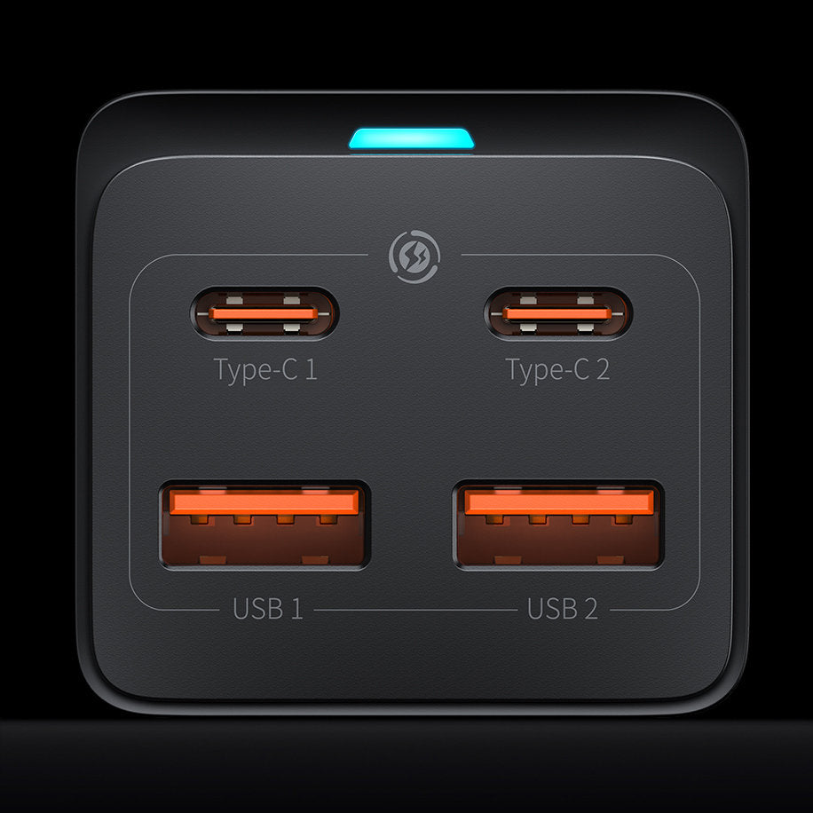 USB-C Ladestation Baseus GaN3 Pro, 100W, 5A, 2 x USB-A - 2 x USB-C, Schwarz, Wiederverpackt CCGP000101