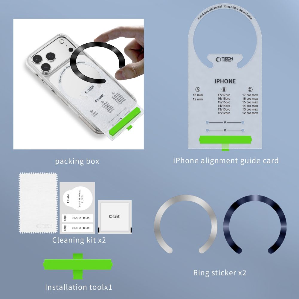 Metallsticker Tech-Protect MMP-210, Set 2 Stück, Blau Silber
