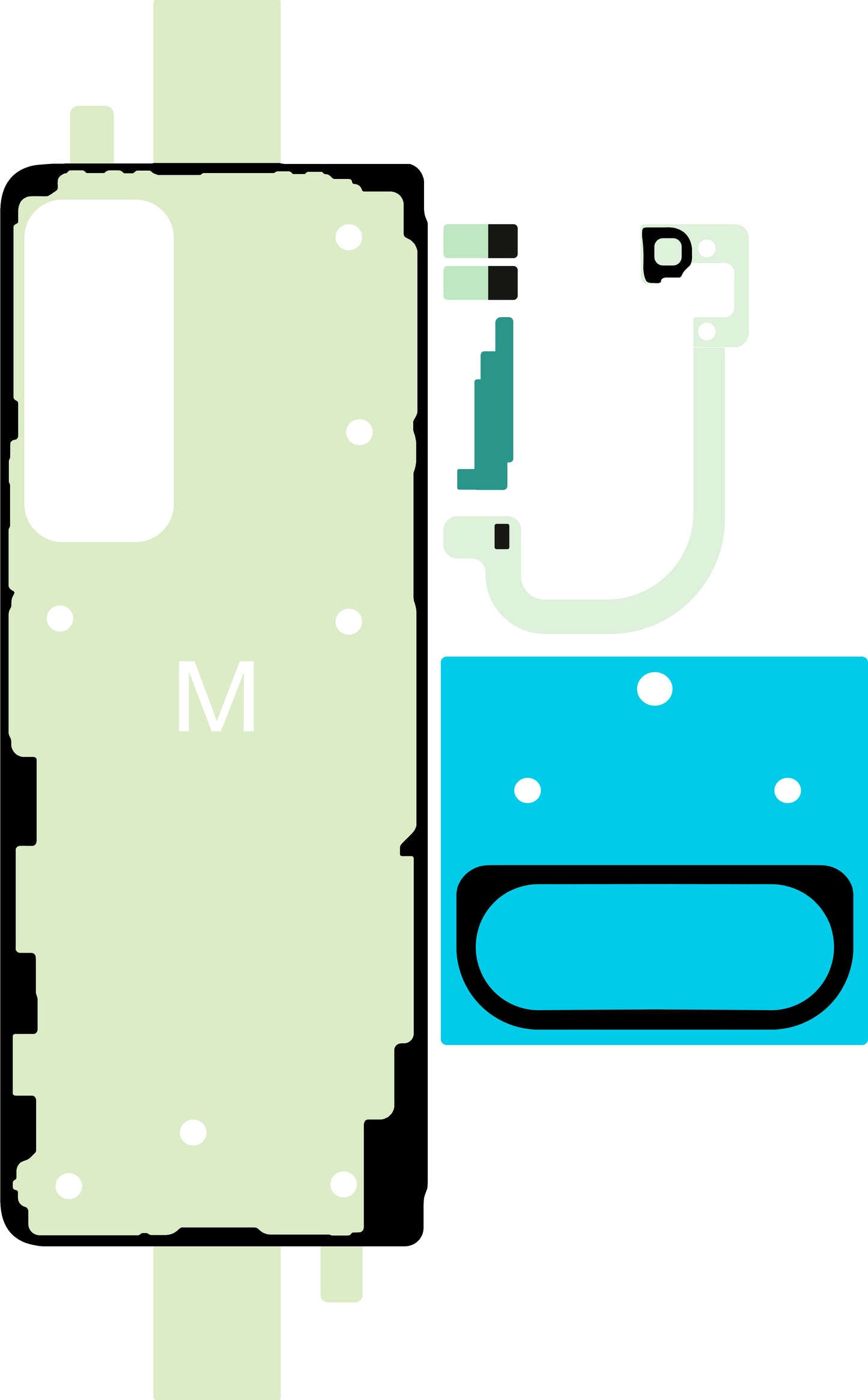 Klebeset für Akkudeckel Samsung Galaxy Z Fold5 F946, Service Pack GH81-24686A