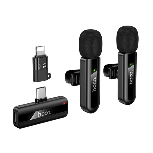 Lavaliermikrofon HOCO L20A, USB-C / Lightning, Set 2 Stück, Schwarz