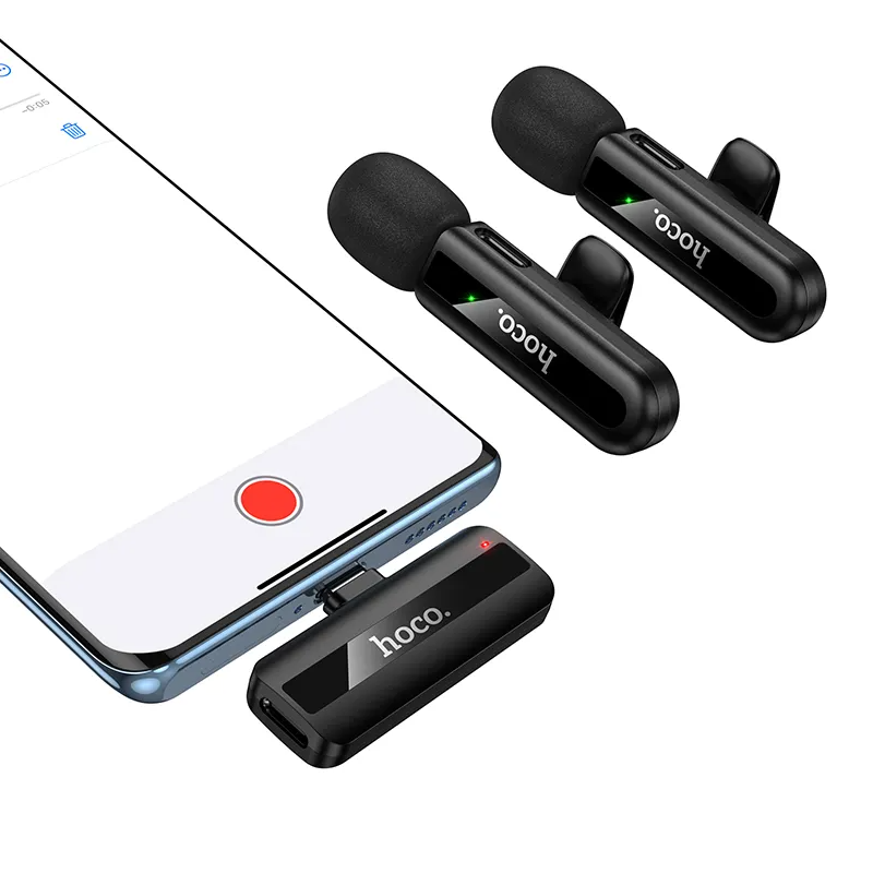 Lavaliermikrofon HOCO L20A, USB-C / Lightning, Set 2 Stück, Schwarz