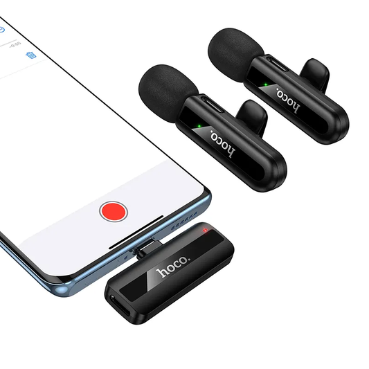 Lavaliermikrofon HOCO L20A, USB-C / Lightning, Set 2 Stück, Schwarz