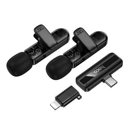 Lavaliermikrofon HOCO L20A, USB-C / Lightning, Set 2 Stück, Schwarz