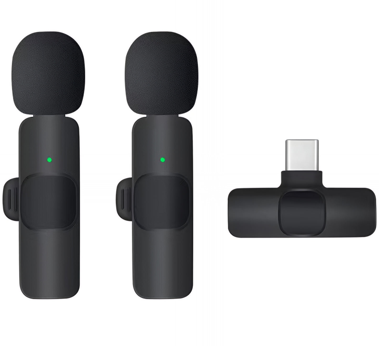 Lavaliermikrofon OEM K1, USB-C, 2er-Set, Schwarz