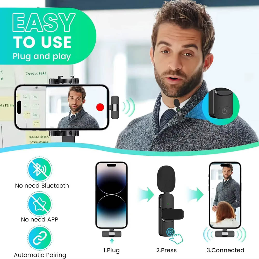 Techsuit Lavalier LW2, USB-C, 2er Set, Schwarz