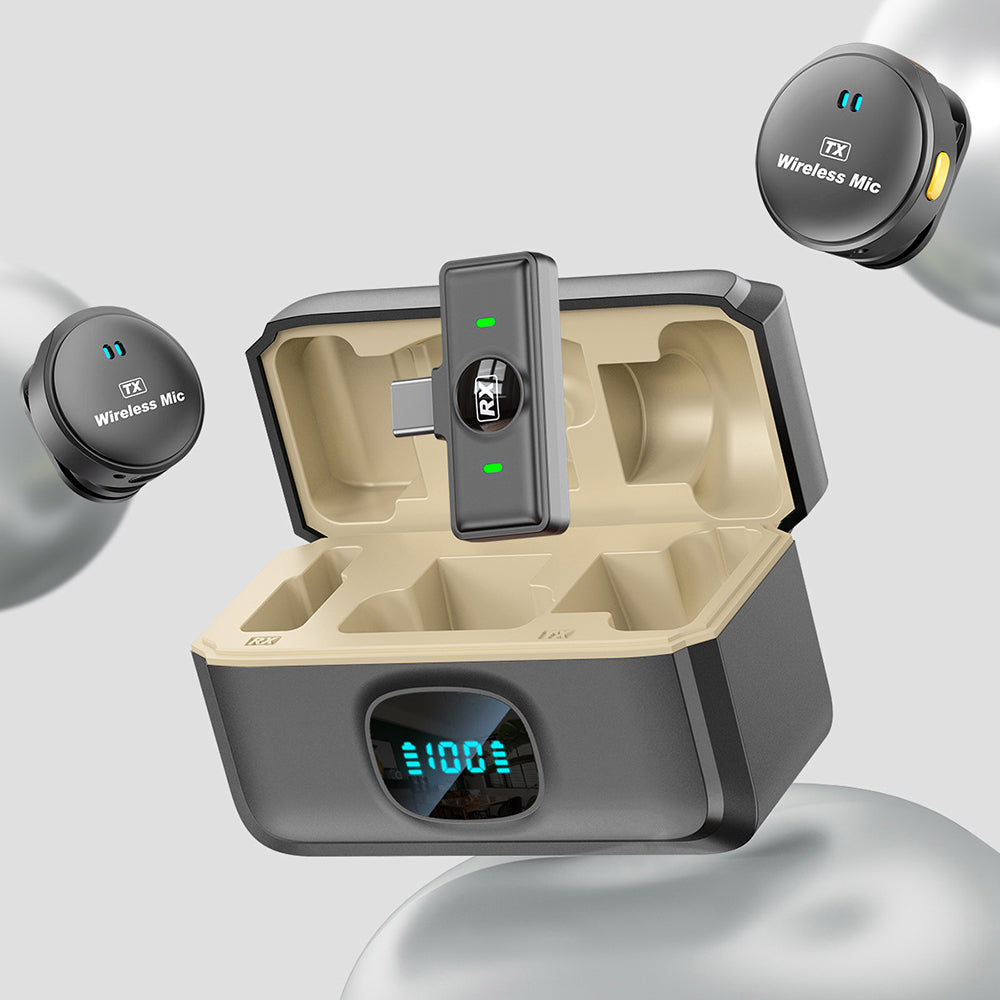 Lavaliermikrofon Techsuit LW5, USB-C, Set 2 Stück, Schwarz