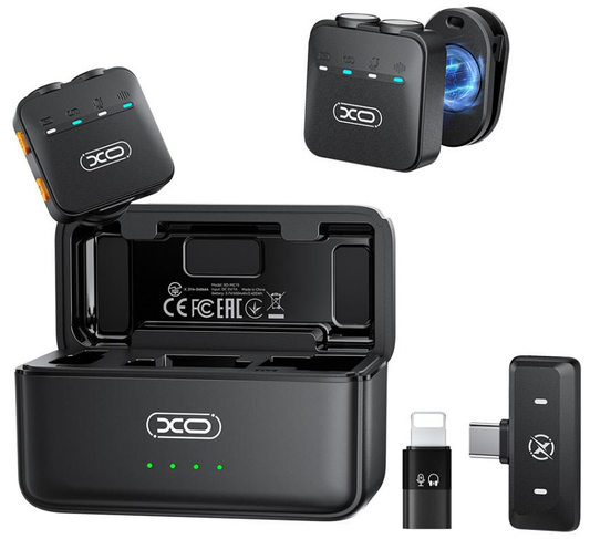 Lavaliermikrofon XO Design MC15 Dual, USB-C / Lightning, 2er-Set, Schwarz