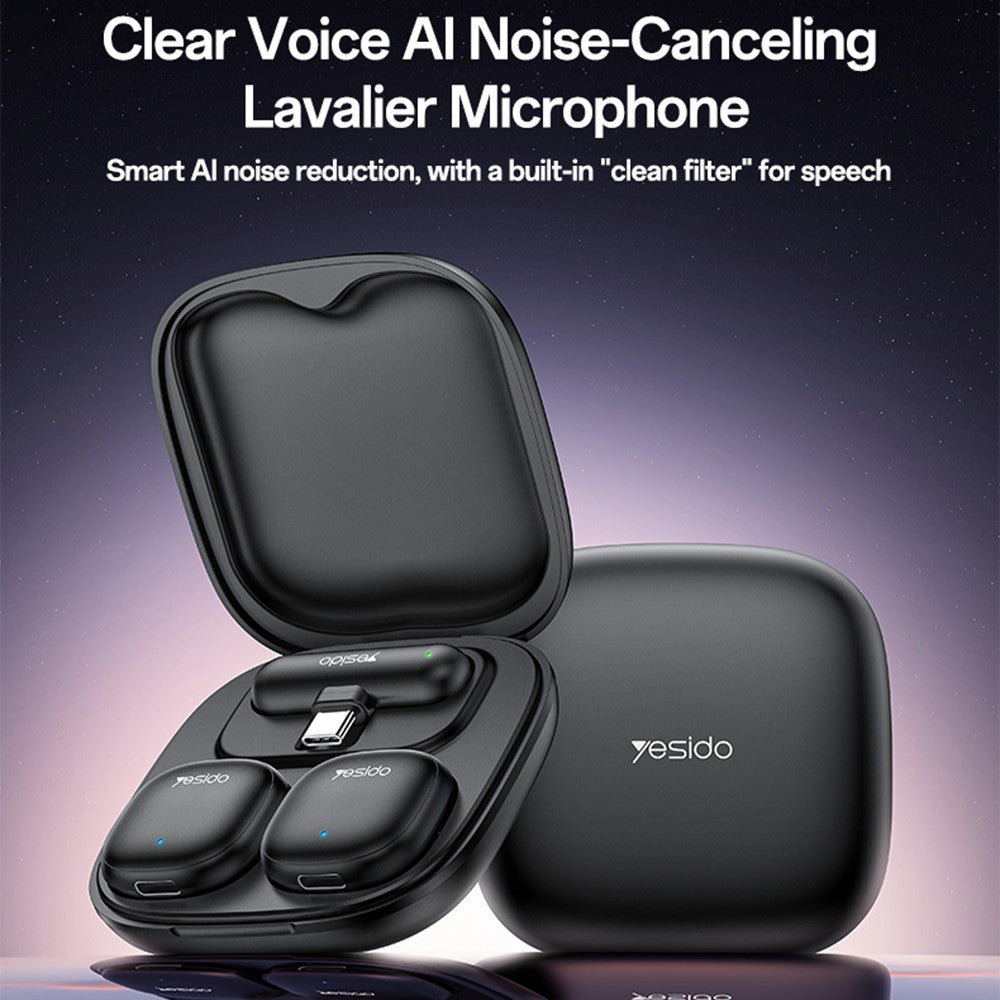 Lavaliermikrofon Yesido KR20, Lightning, Set 2 Stück, Schwarz