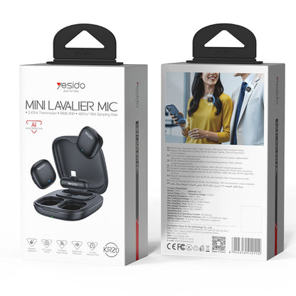 Lavaliermikrofon Yesido KR20, Lightning, Set 2 Stück, Schwarz
