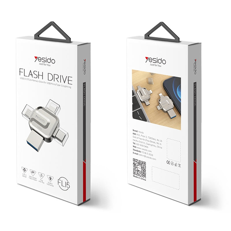 Externer Speicher USB-A 3.0 / Lightning / USB-C / microUSB Yesido FL15, 128Gb