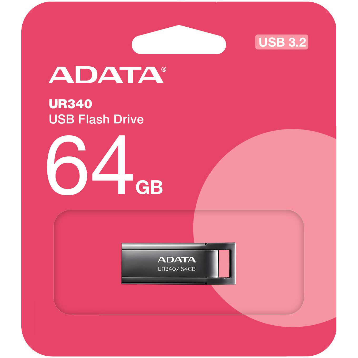 Adata UR340 USB-A 3.2 Externer Speicher USB-A 3.2, 64Gb AROY-UR340-64GBK 