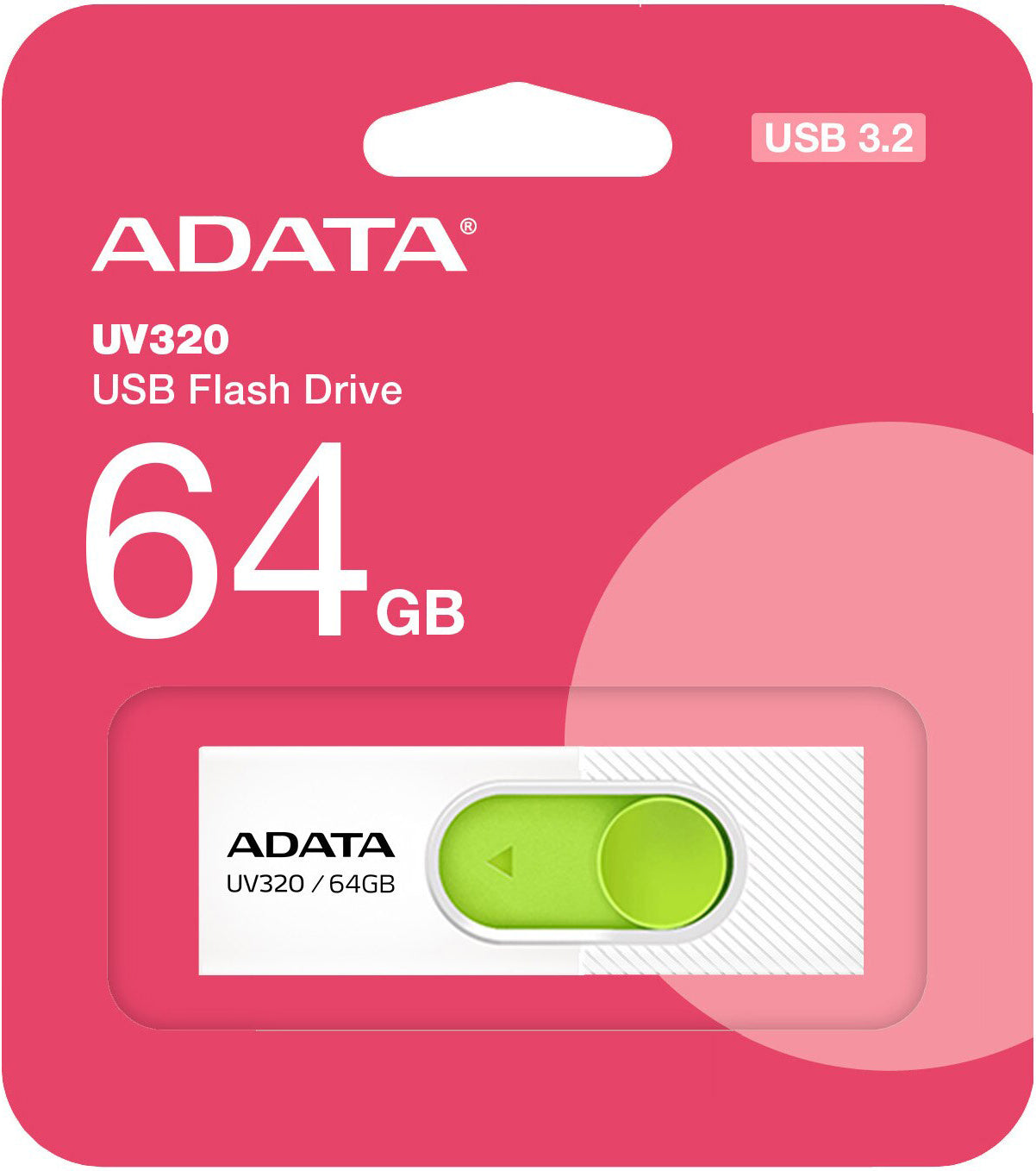 Externer Speicher USB-A 3.2 Adata UV320, 64Gb AUV320-64G-RWHGN