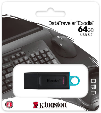 Kingston DT Exodia USB-A 3.2 Stick 64GB | Schwarz-Blau | Speicher