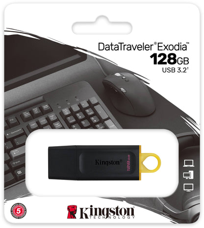 Kingston DT Exodia USB-A 3.2 Stick 128GB | Schwarz-Gelb | Speicher