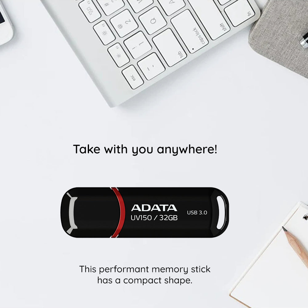 Adata UV150 USB-A 3.2 External Memory, 64GB AUV150-64G-RBK