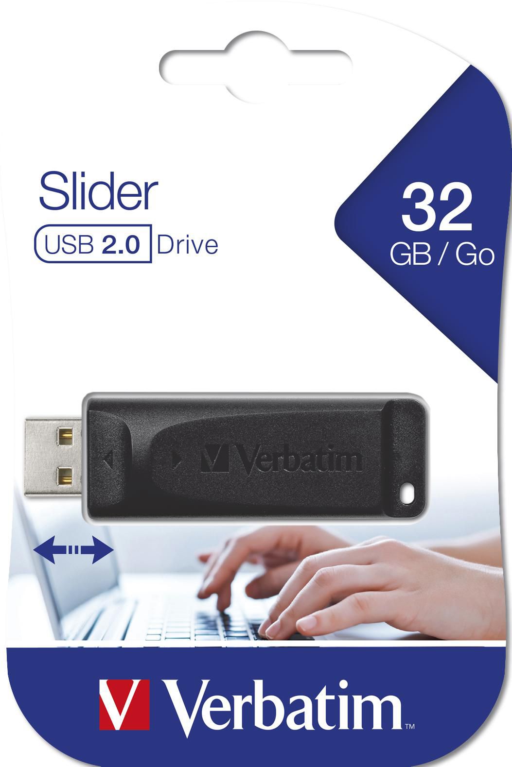 Externer USB-A Speicher Verbatim PenDrive Slider, 32GB 98697