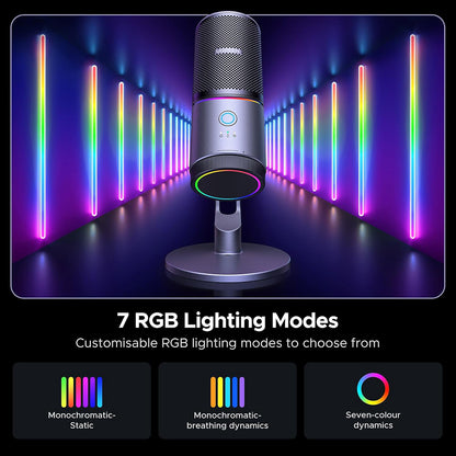 Cardioid-Mikrofon UGREEN CM769 (35629), RGB, USB-A, 2m, Schwarz
